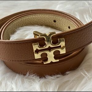 Tory Burch 1 inch Brown & Gold reversible belt
